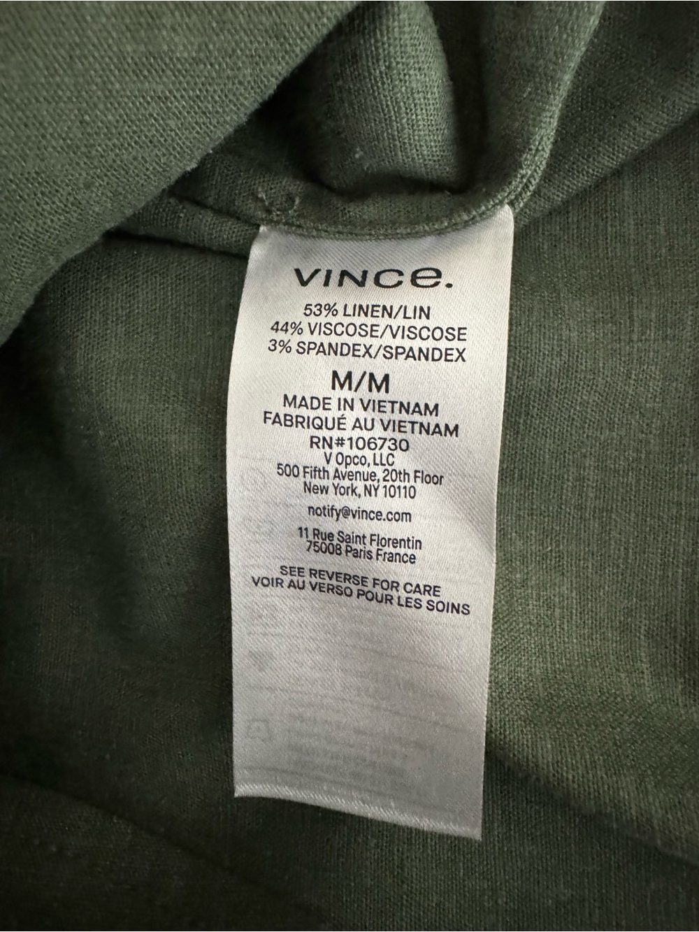 Vince Long Sleeve Linen Blend Button-Up Shirt in Sea Fern. Size M. MSRP $298 - Picture 16 of 17